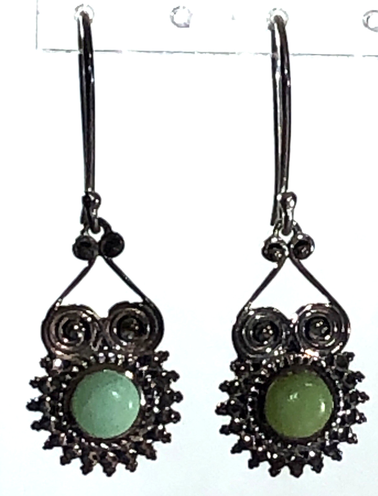 Arya Earrings Sterling Silver Dangle Green Gemstone