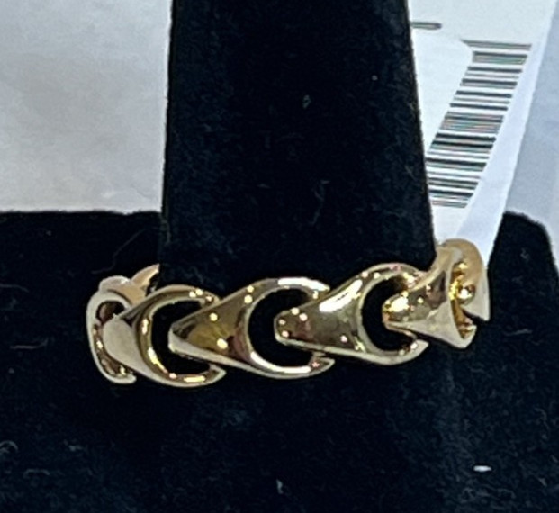 Macy’s 18K Yellow Gold over Sterling Silver 925 Bulova Link Ring Sz 10.5 New