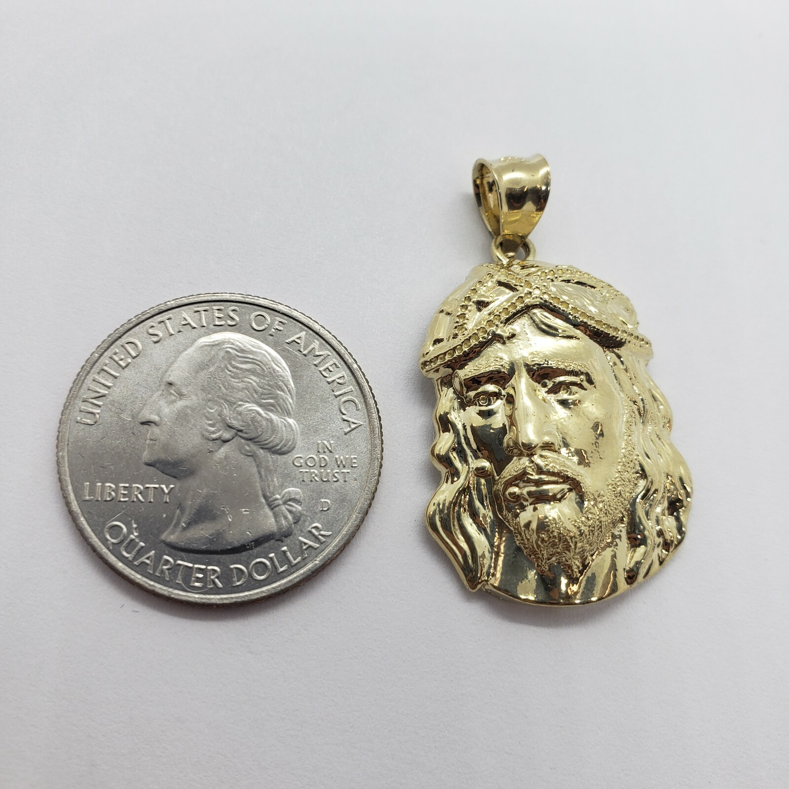 Authentic 10K Yellow Gold Diamond Cut Jesus Face Pendant Charm Left Right Styles