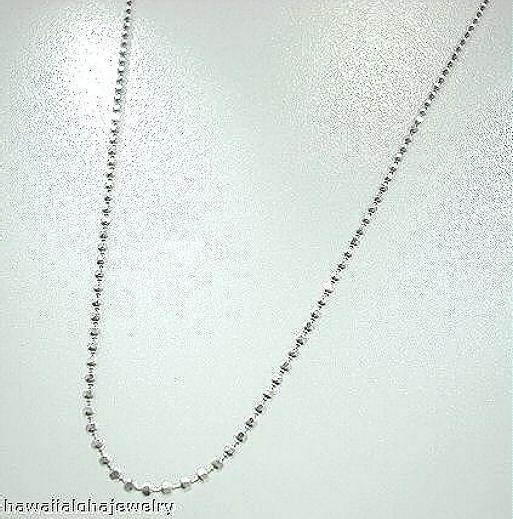 1.2mm Solid 925 STER Silver Italian Diamond Cut DC Round Bead Chain Necklace 20″