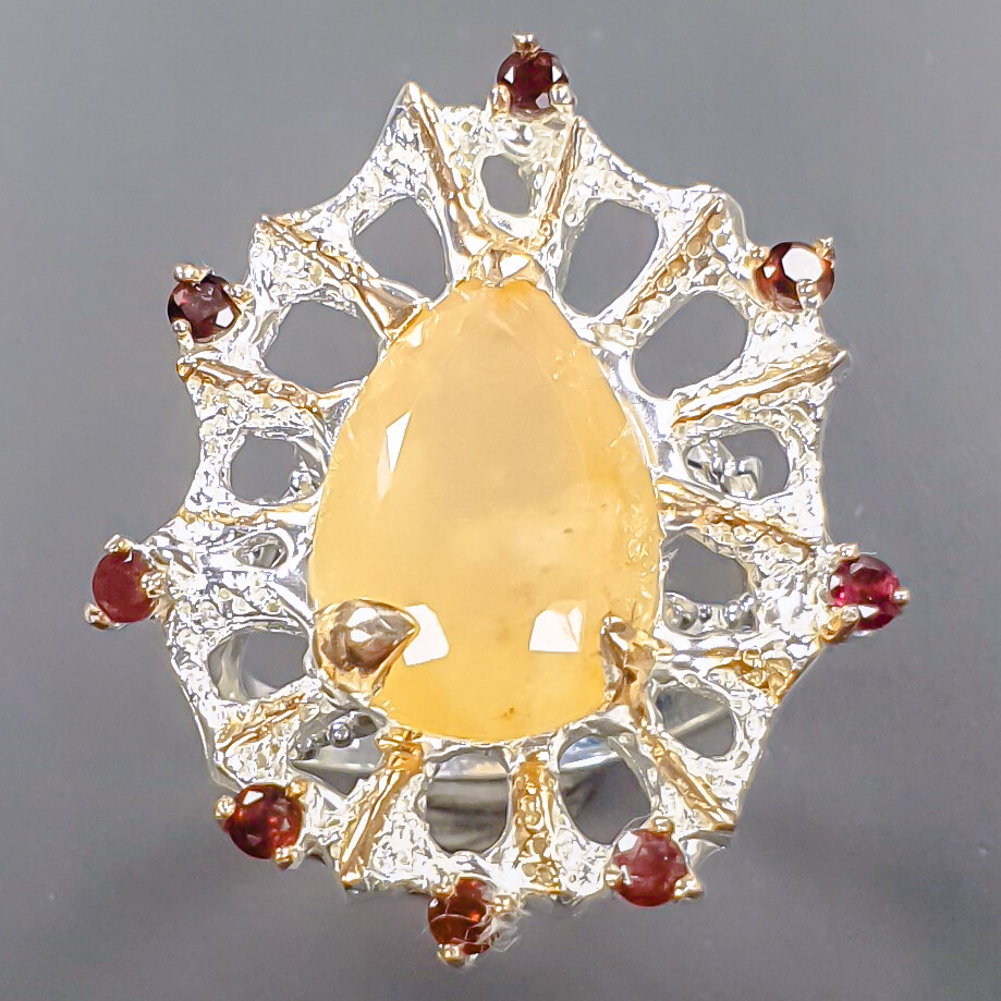 Natural  Not Enhanced Orange Quartz Ring 925 Sterling Silver Size 8.5 /B-R1627