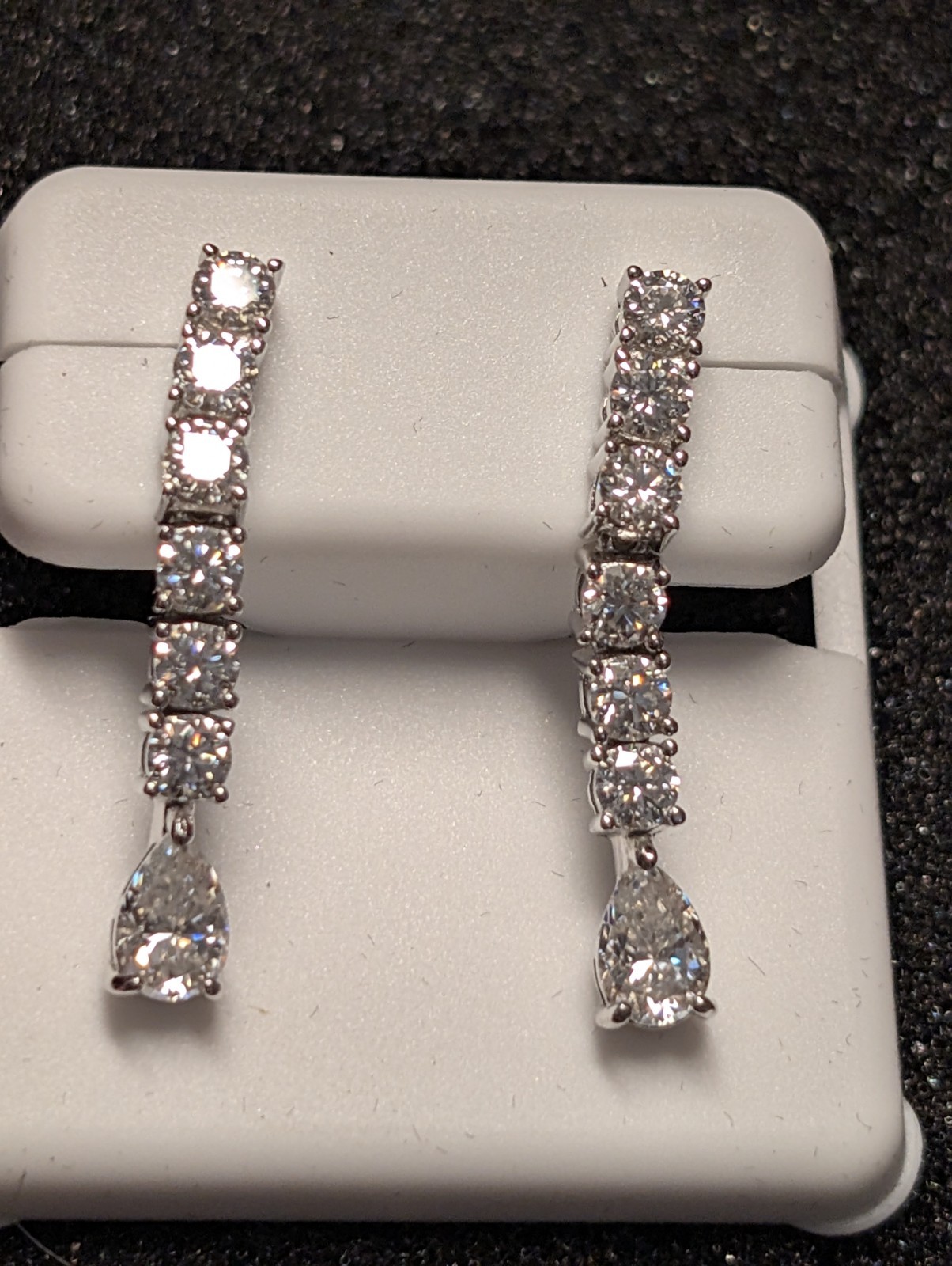 925 Sterling Silver Pear Moissanite Dangle/Drop Earrings 2.00 CTW Clear