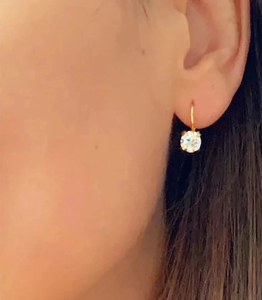 2.20Ct Round Lab-Created Diamond Drop Clip On Earrings 14K Yellow Gold Plated