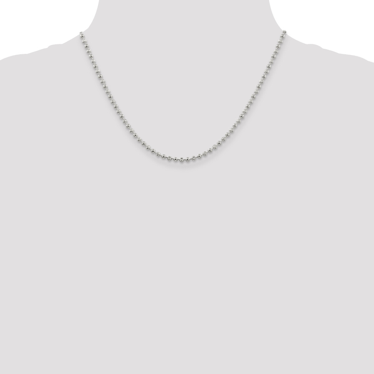 Sterling Silver Fancy Beaded Chain 16″, 18″, 20″, 24″ Inch Lengths