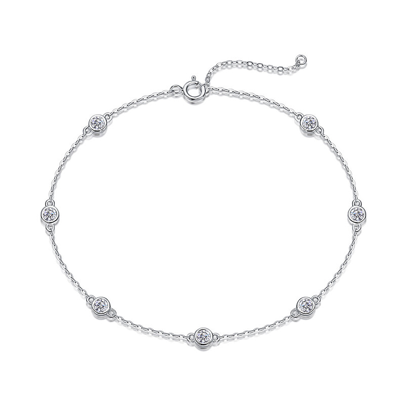 0.7cttw 3MM Moissanite Bubble Bracelet for Women 925 Sterling Silver Pass Tester