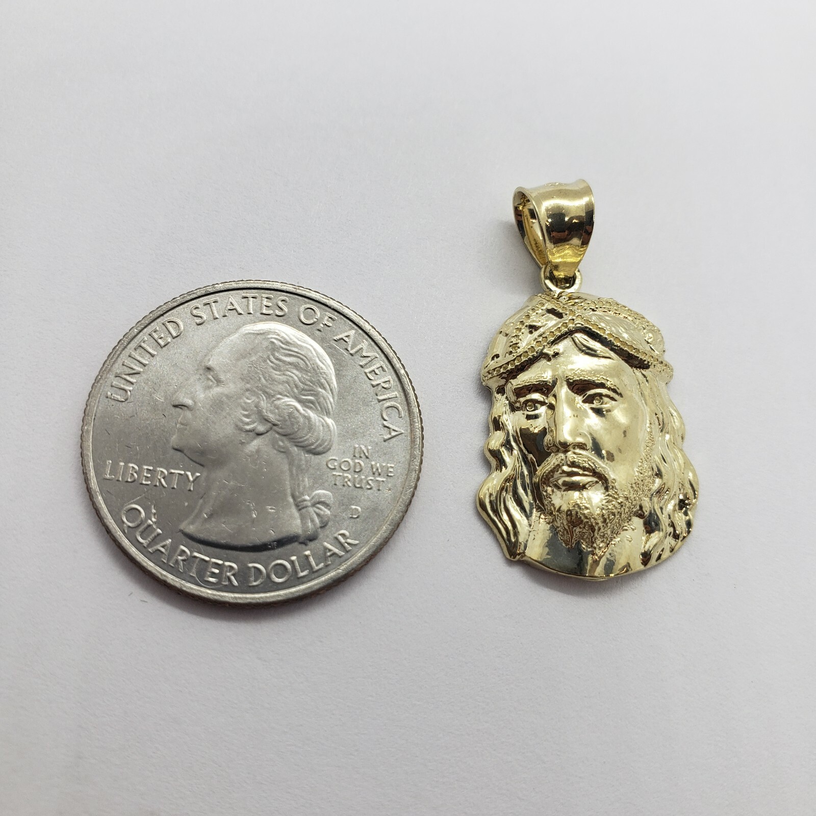 Authentic 10K Yellow Gold Diamond Cut Jesus Face Pendant Charm Left Right Styles