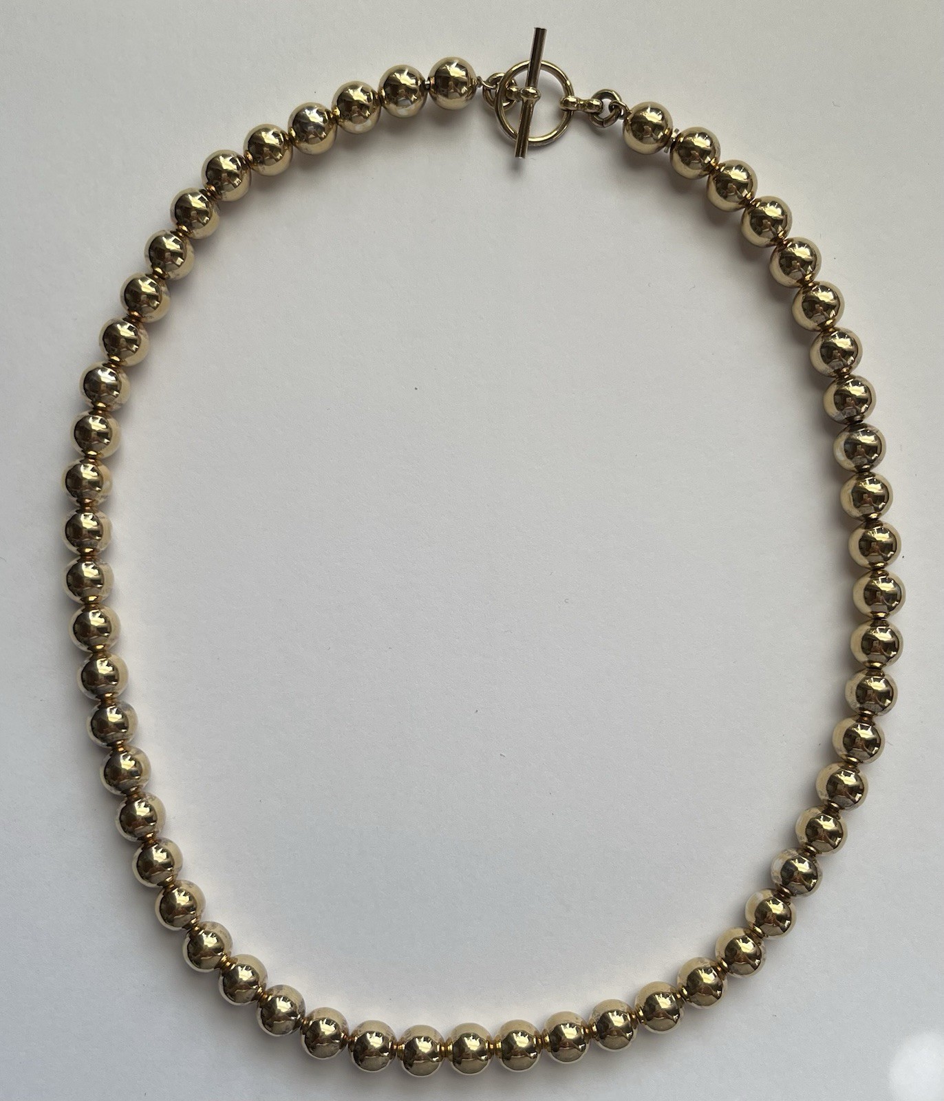 Mia Fiore Sterling Silver 18k Gold Plated Bead Ball Necklace Italy 17” 22g