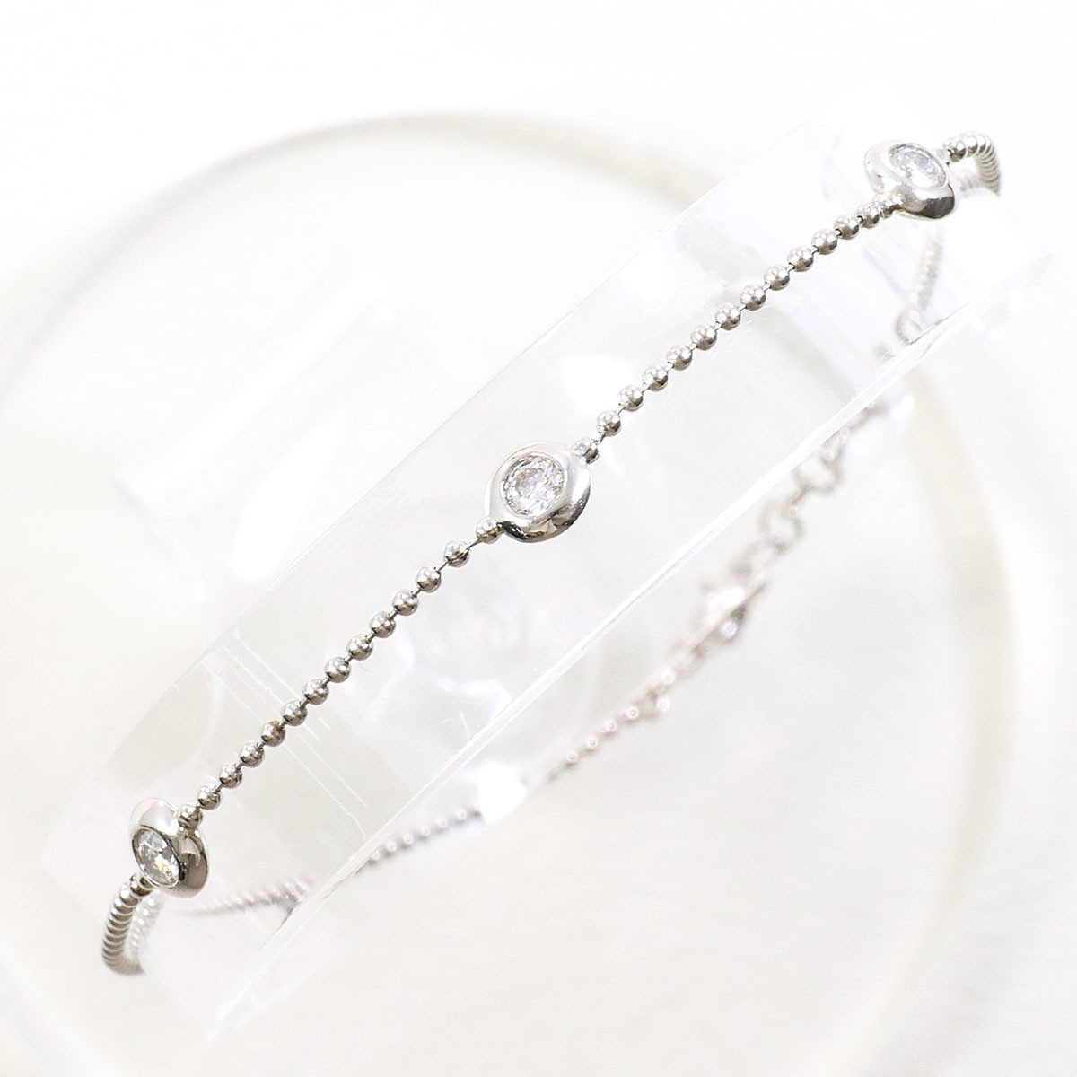 PT850 Platinum bracelet Diamond (no carat mark) 1.6g 17cm Free shipping Used