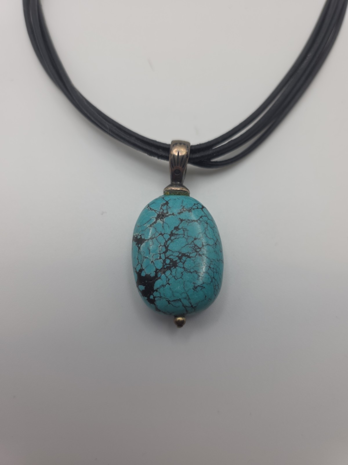 Silpada 925 Sterling Silver Turquoise Pendant 4 Strand Leather Necklace