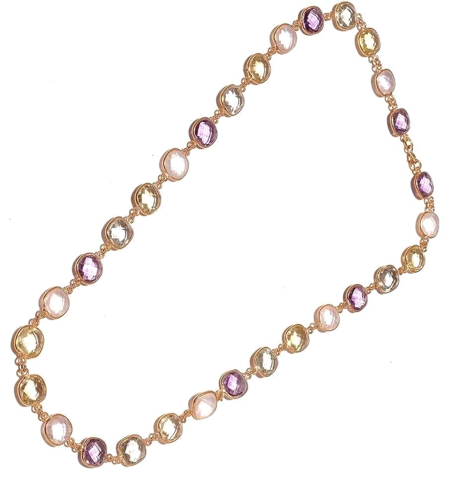 Solid 925 Sterling Silver Fashionable Modern Multi Color Jewelry necklace