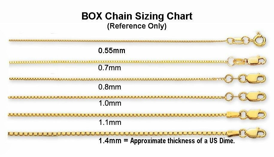 10K Yellow Gold Solid Box Chain Necklace Lobster Claw .55mm 14 16 18 20 22 24 in