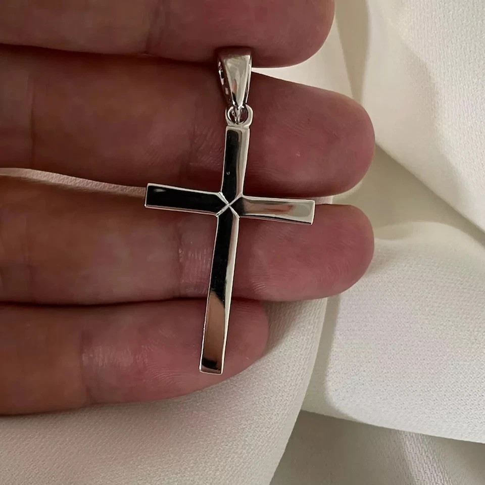 925 Sterling Silver Women’s Men’s Cross Charm Pendant Solid Metal