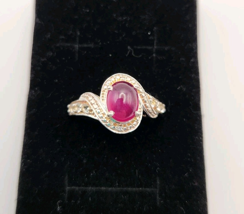 Ruby Topaz Ring Size 10 Platinum Yellow Gold Plated Sterling Silver
