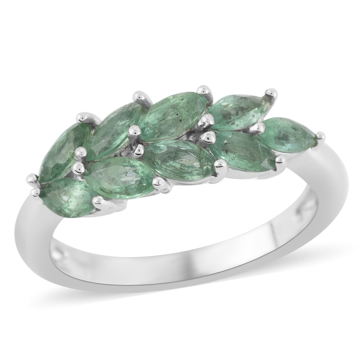 1.15ctw AAA Kagem Zambian Intense Green Emerald Ring Rhodium Plated Size 6
