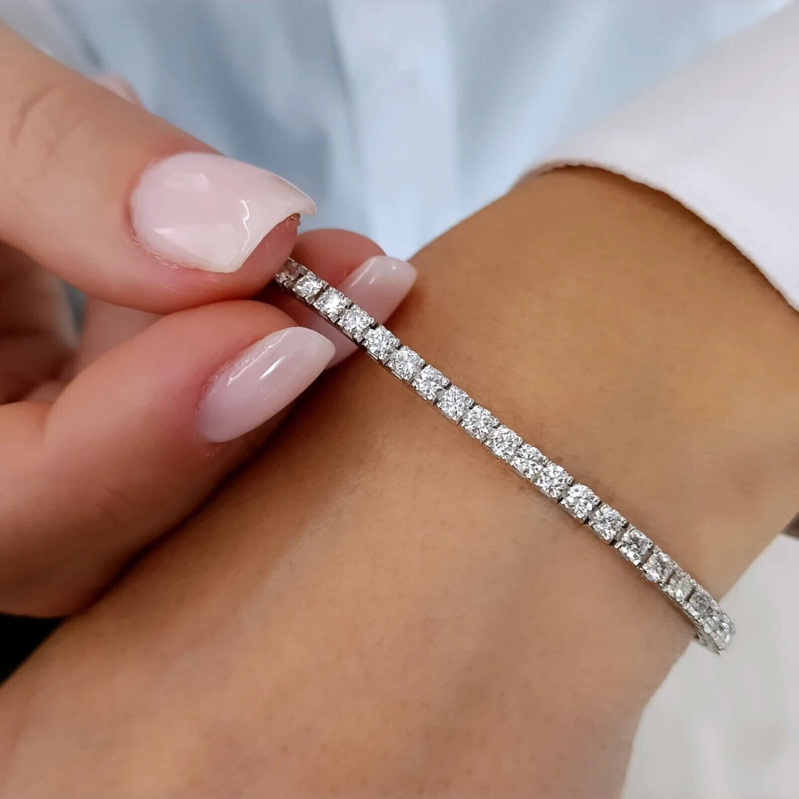 6Ct Round Cut Lab Grown/CVD Diamond Women’s Gift Tennis Bracelet 925 Silver