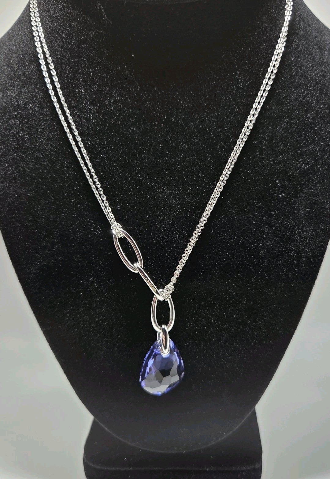 Signed SWAROVSKI MINI PARALLELE Tanzanite Necklace 1098422 Hangtag Swan Stamp