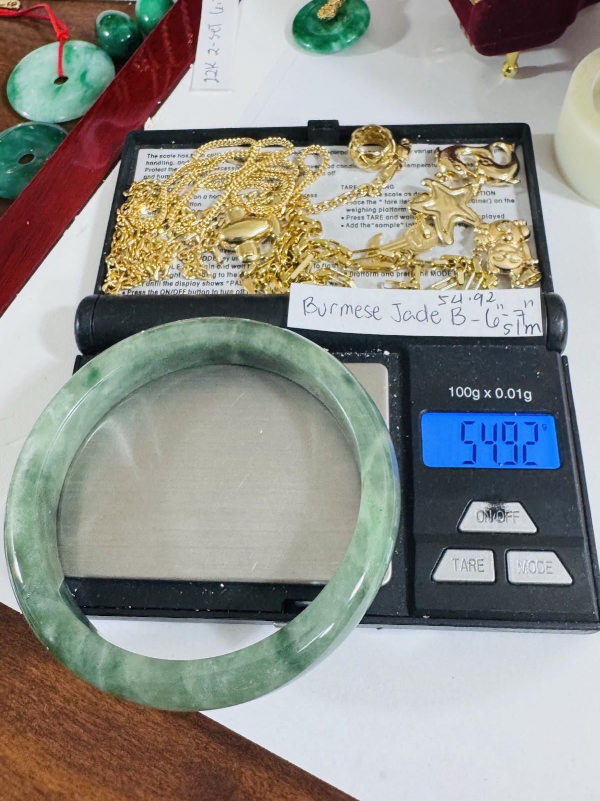 Real Burmese Jade Mint Green Bangle 5”-7” inch 15-18cm 54.9g 13mm S/M Burmese