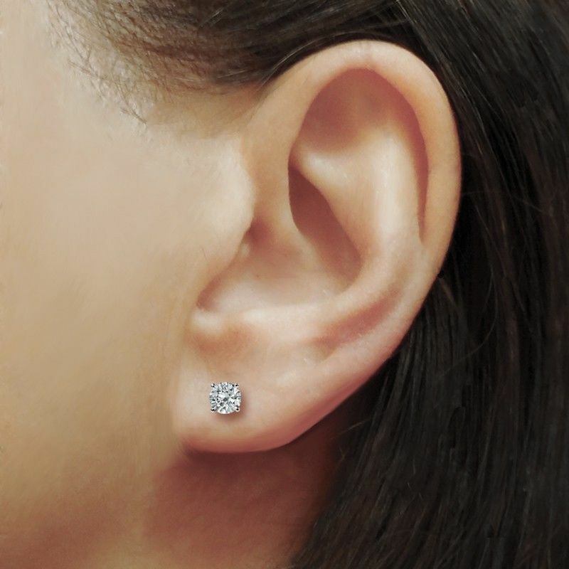 1.0 CT ROUND CUT GRA MOISSANITE STUDS EARRINGS SOLID 14K WHITE GOLD SCREWBK GIFT