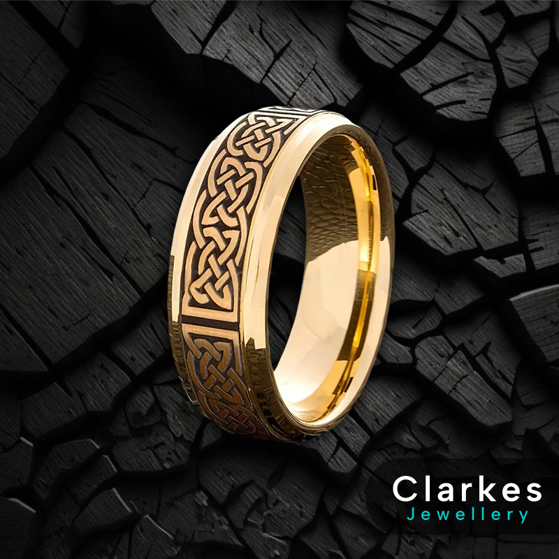 9ct Gold Filled Textured Vintage Viking Style Band Ring
