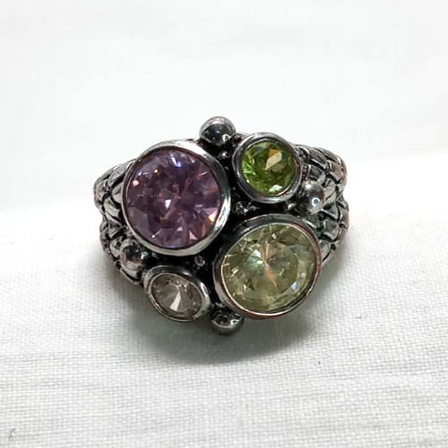 Women’s STATEMENT Cocktail Ring Dragon Scale Multi-Color Cluster Stones 8.5 8.75