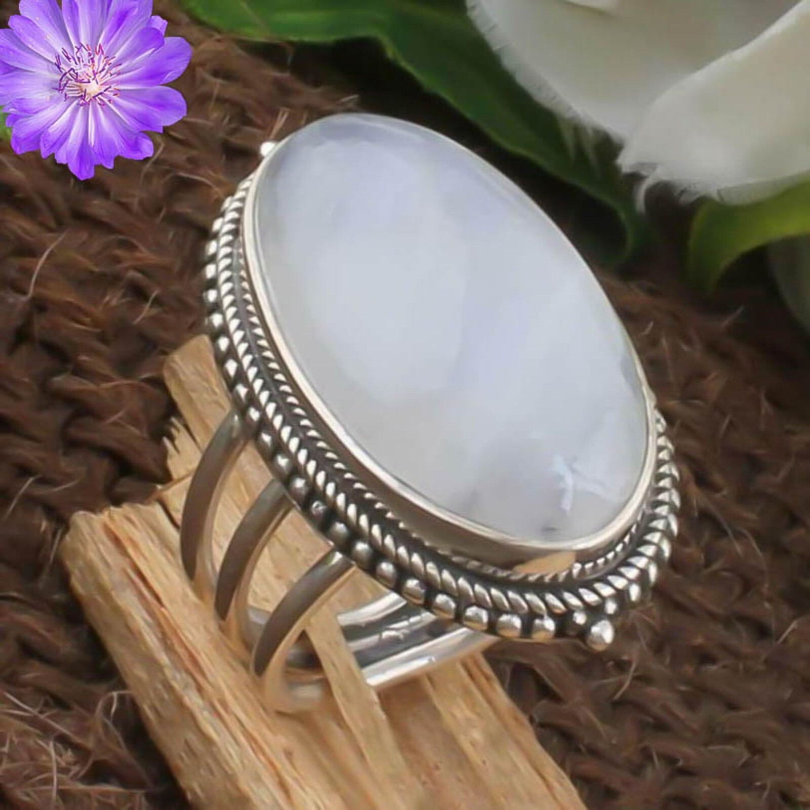 Rainbow Moonstone Gemstone 925 Sterling Silver Ring Handmade Jewelry Ring