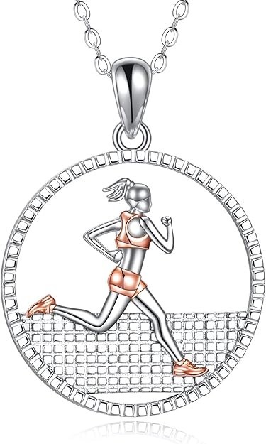 925 Sterling Silver Running Sport Pendant Necklace Jewelry Gift for Women Girl
