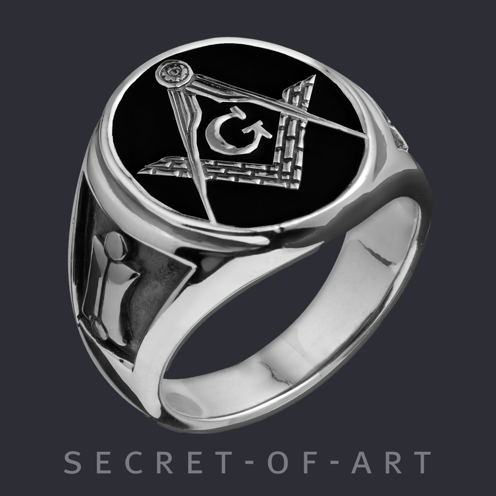 Masonic Ring Silver 925 Freemason Master Mason jewelry Blue Lodge size 8-13.5
