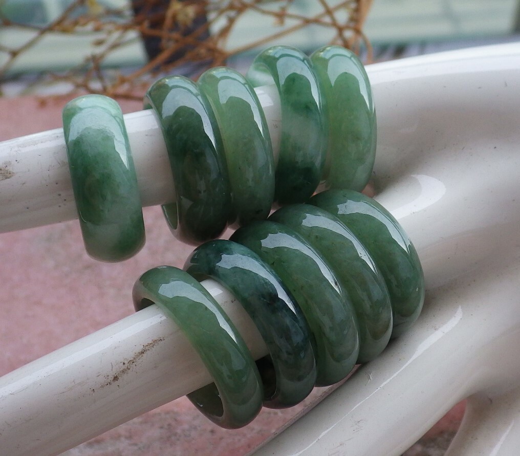Certified Burma Natural Green Circle Jade jadeite Ring USA. 5.25 to 10.5 #485274