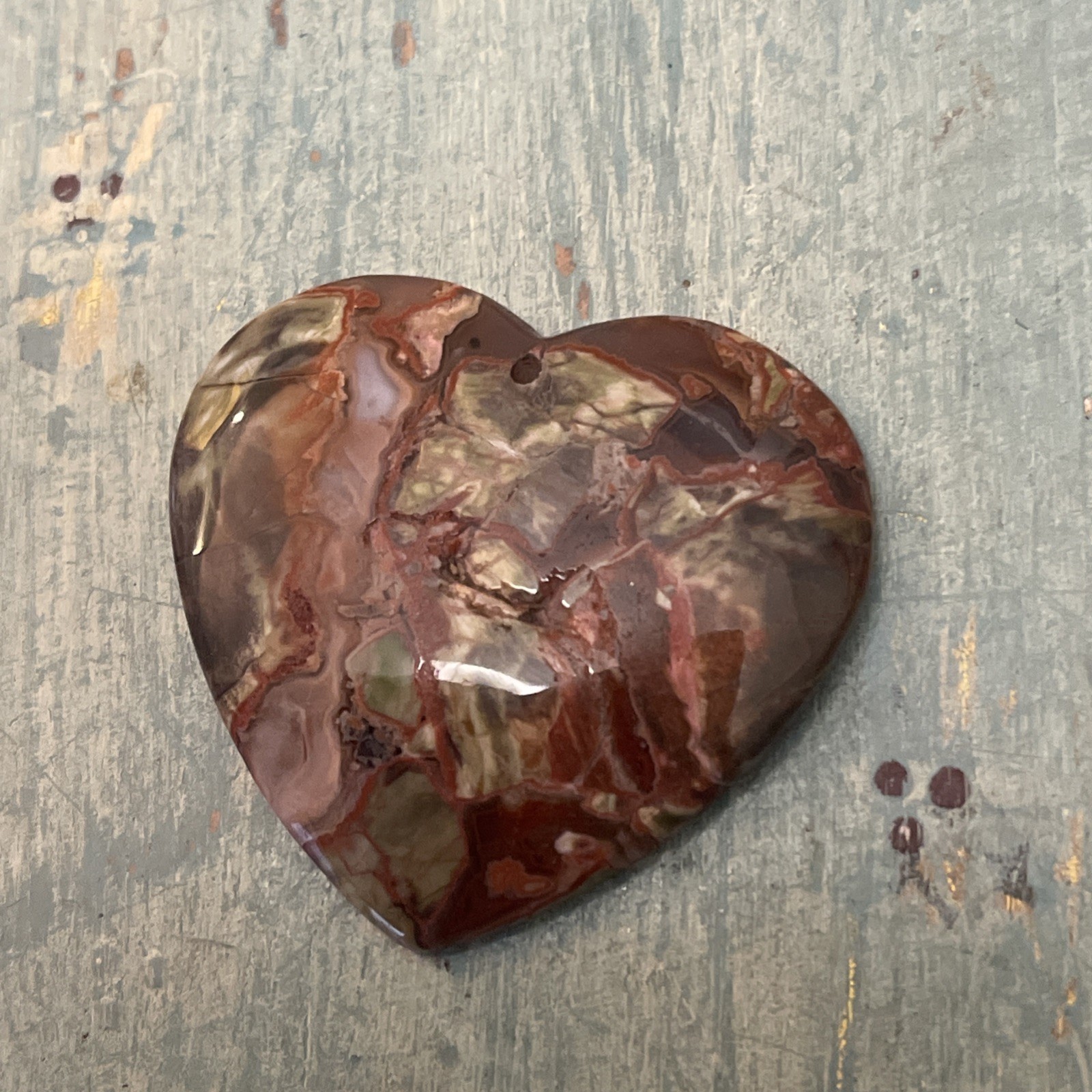 agate Heart Pendant 2×1”, rust, beige Valentines Day 476