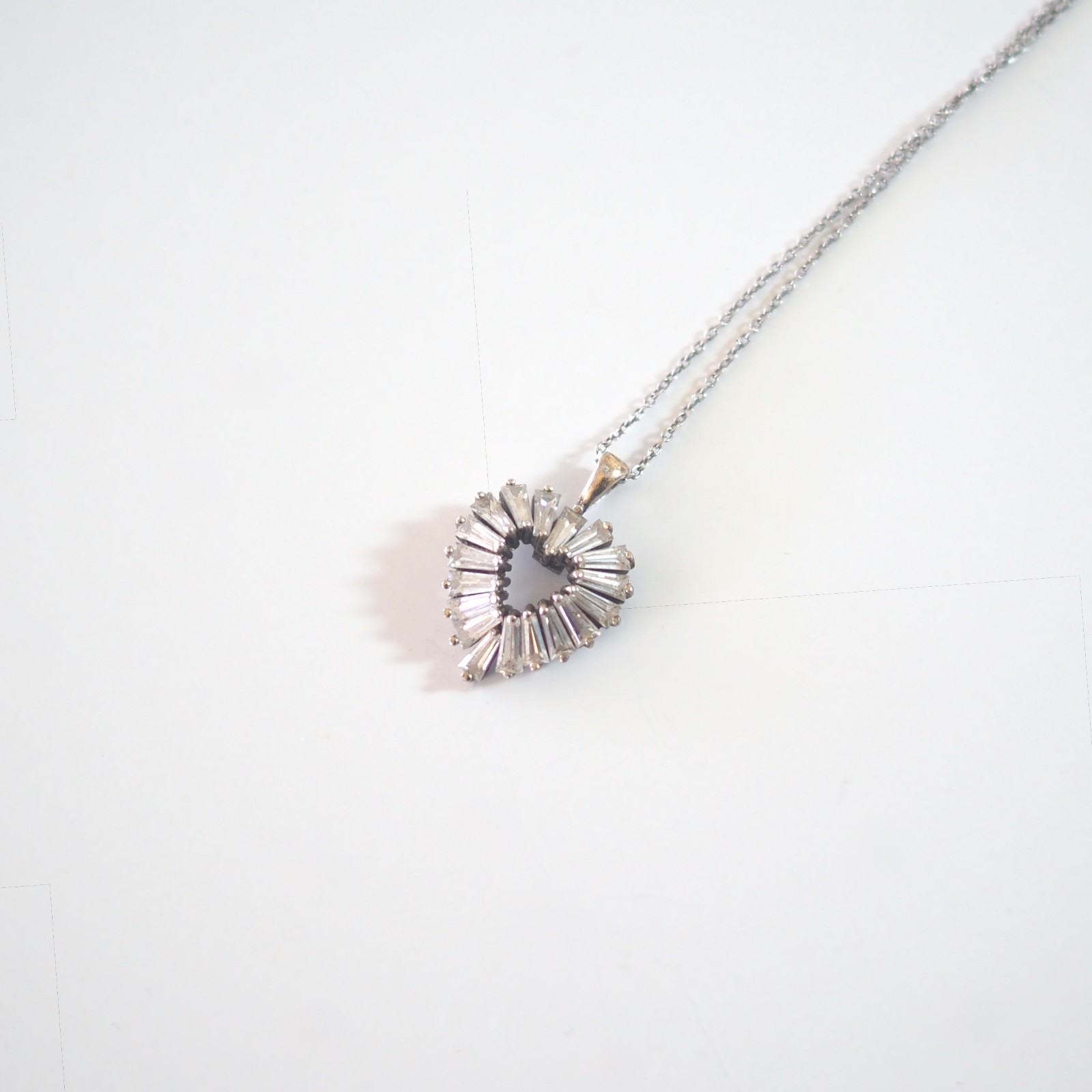Sterling Silver 925 Crystal Heart Shaped Necklace w/ Chain