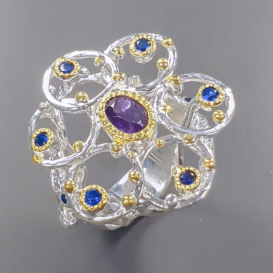 Natural  Not Enhanced Amethyst Ring 925 Sterling Silver Size 7 /B-R1352