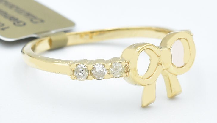 GENUINE DIAMOND BOW RING 10K YELLOW GOLD – Made in USA – Free Appraisal Service