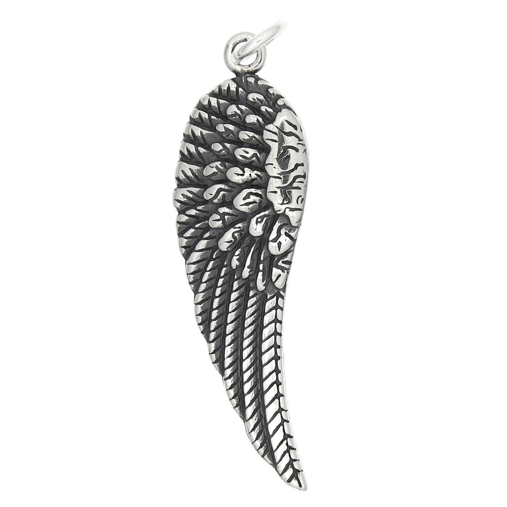 Sterling Silver Double Sided Left Angel Wing Charm or Pendant