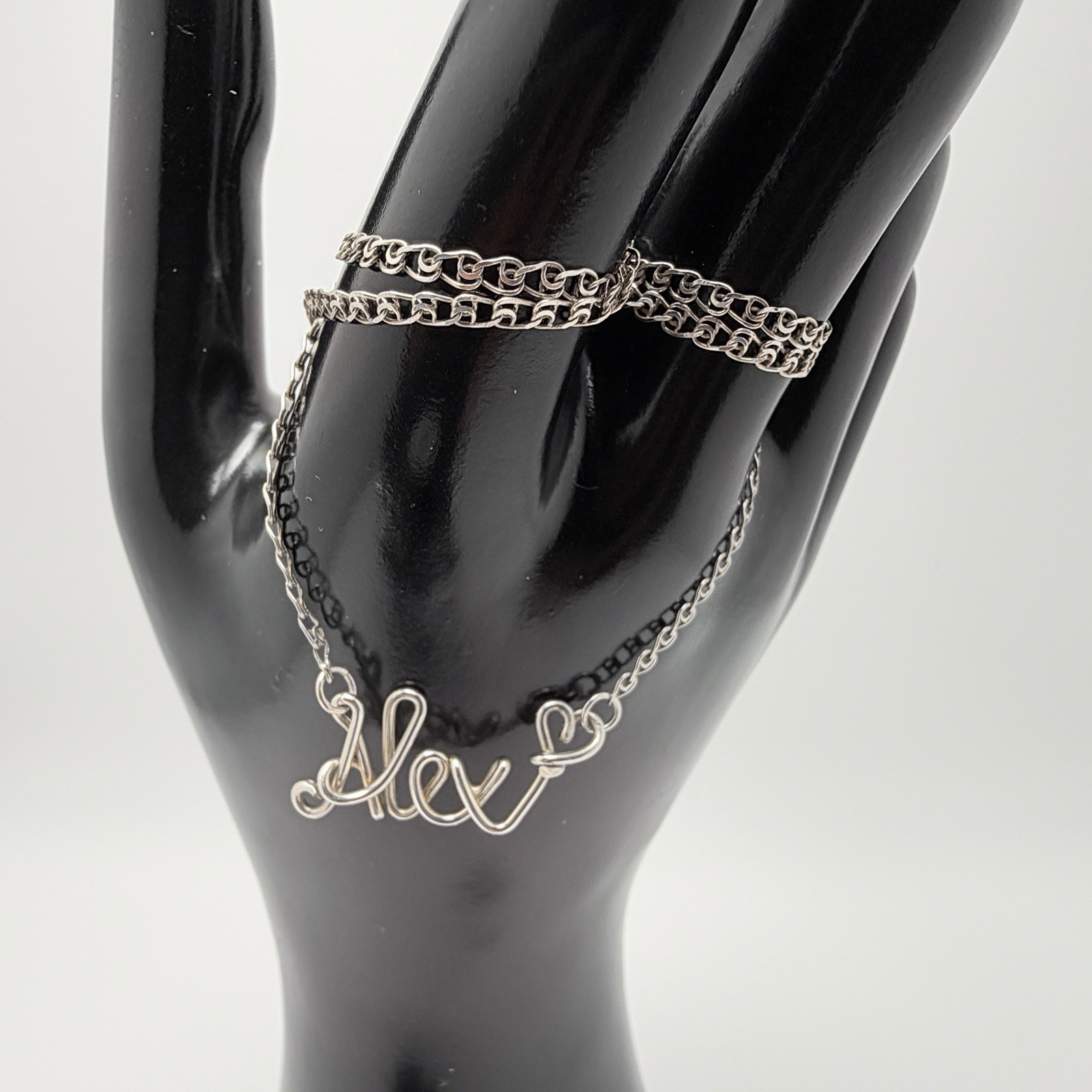 Sterling Silver Alex Name Necklace 18.5″ Script Unisex Personalized Dainty Chain