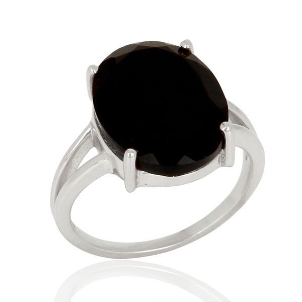 Flat Black Onyx Gemstone 925 Sterling Silver Engagement Signet Rings Jewelry