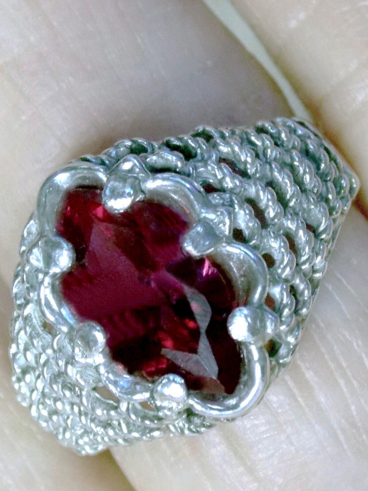 Size 6.5 Ring – Red Lab Ruby 925 Sterling Silver Weave Marquise 2.20ct USA Made