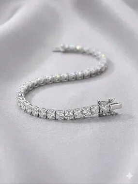 Moissanite NWT 7.0CTW 925 Sterling Silver 3MM Tennis Bracelet, 8″