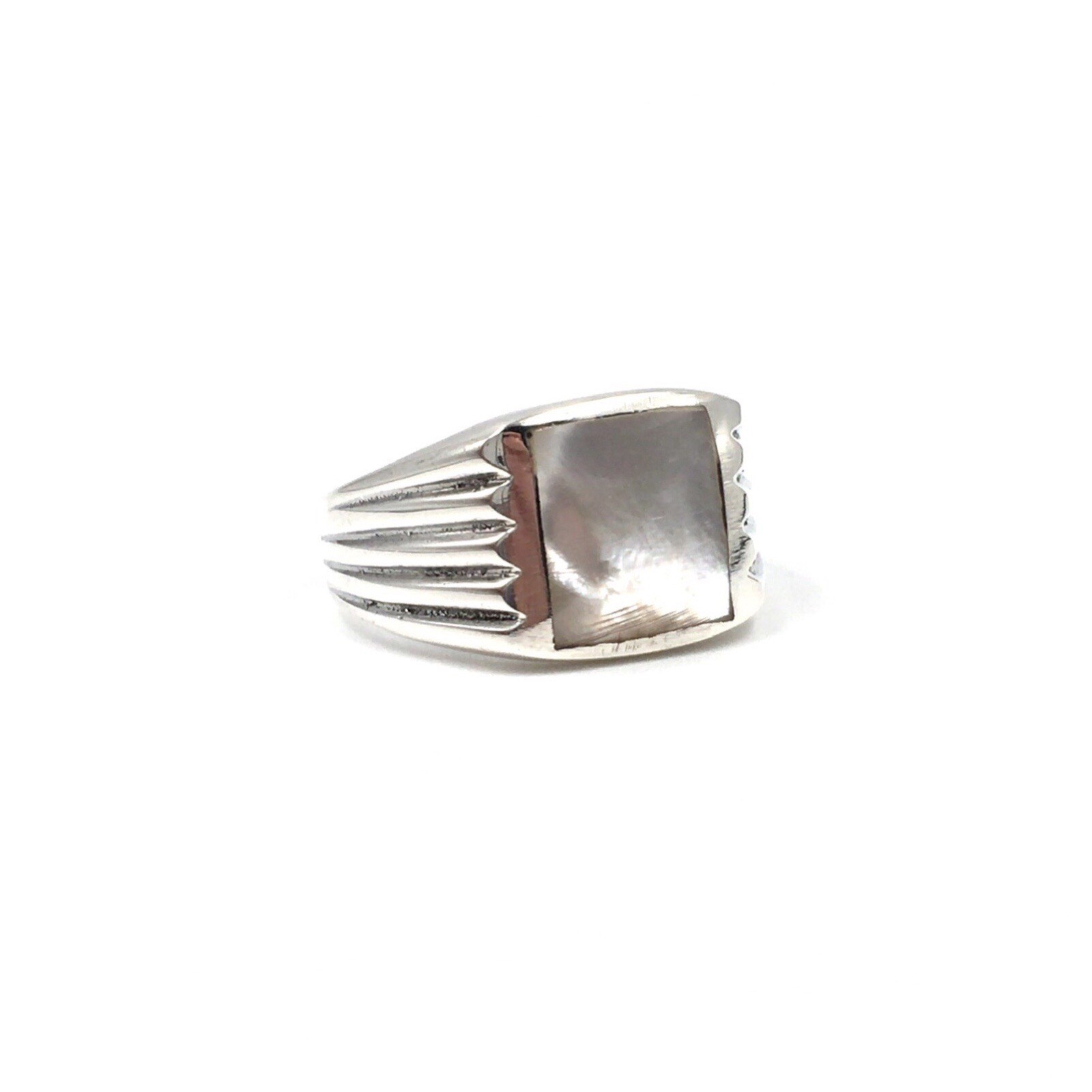 925 Silver Ring Mother of Pearl Band Ring Men Jewelry Signet Ring Smooth 21.0mm / 66