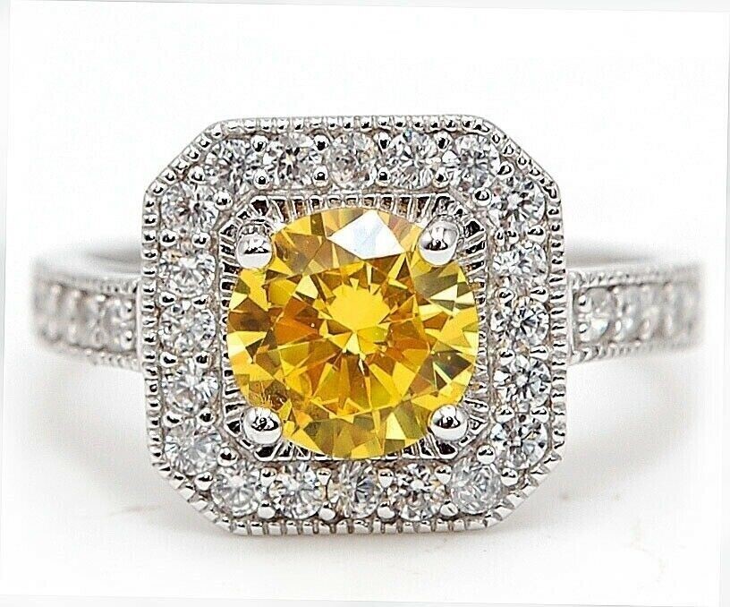 2CT Heat Treated Yellow Topaz 925 Sterling Silver Ring Jewelry Sz 6 NB3-3
