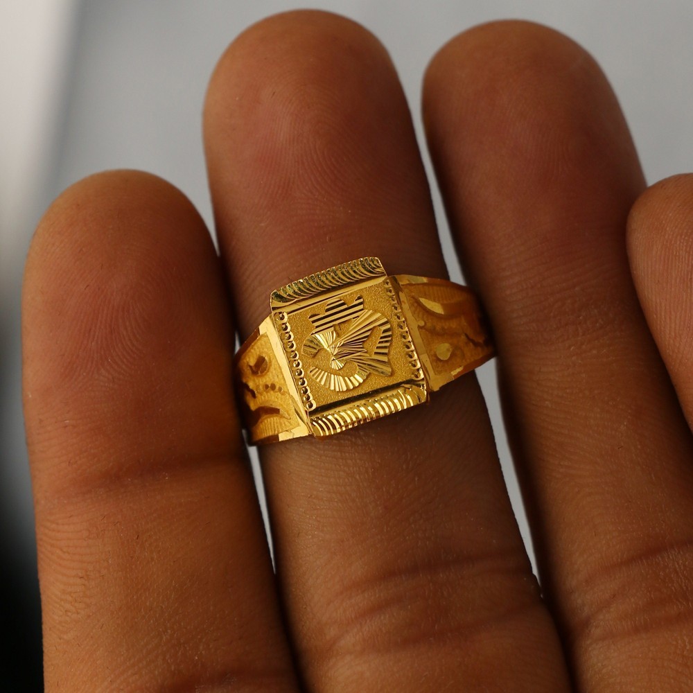 22K Printed Ultimate Gold Wedding Ring Elegant Bridal Band (US Size 10)