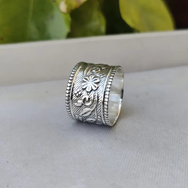 Silver Designer Band Ring, 925 Sterling Silver Band Ring, Boho Jewelry All size