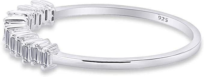1/4ct Half Eternity Stackable Band Ring Natural Taper Diamond Sterling Silver