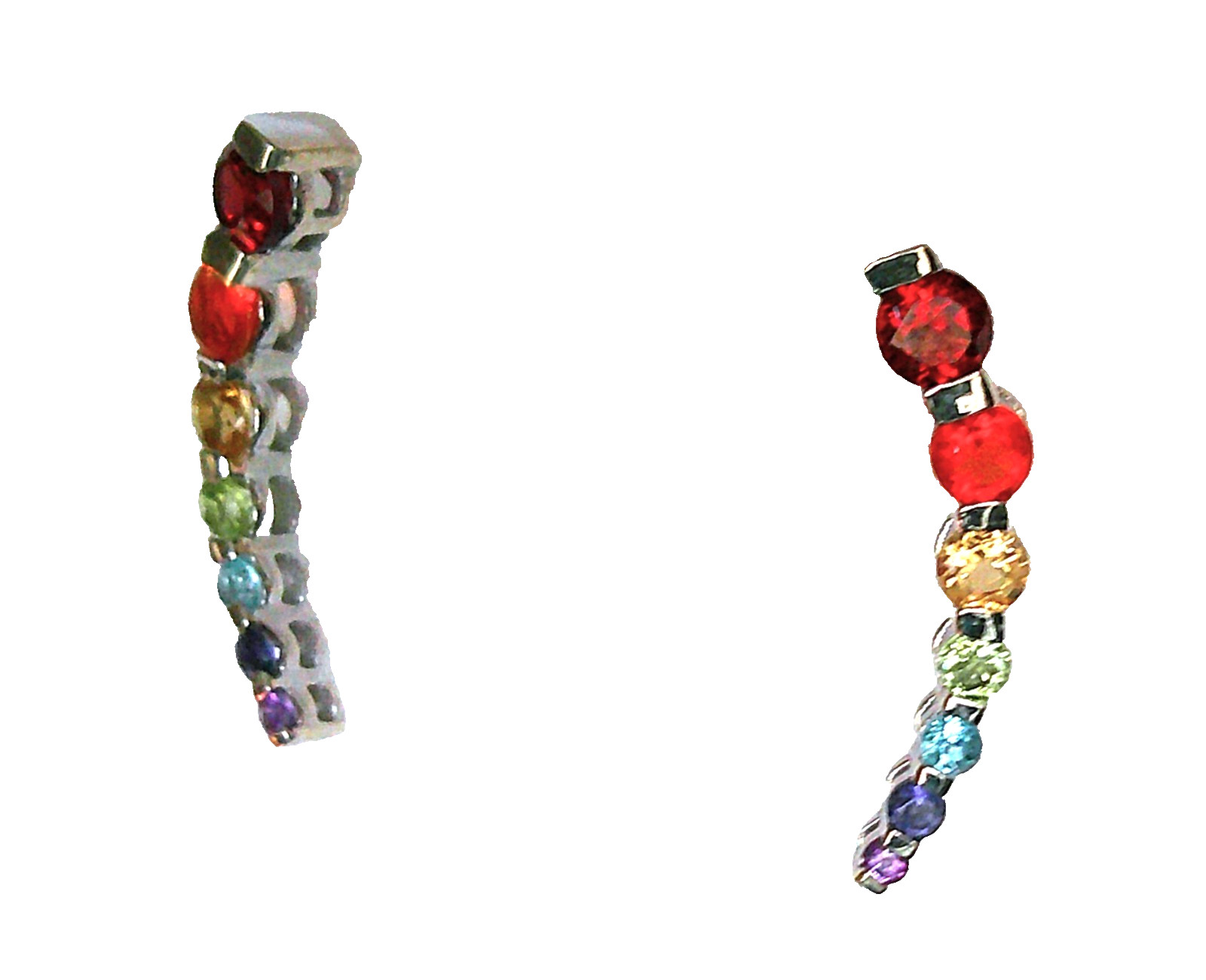 Natural Multi Gemstone Earrings / 925 Sterling Silver / 1 inch long / 2cts