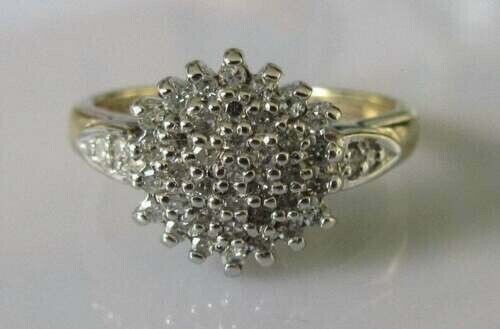 2Ct Lab Created Diamond Round Cluster Engagement Ring 14K Yellow Gold Plated