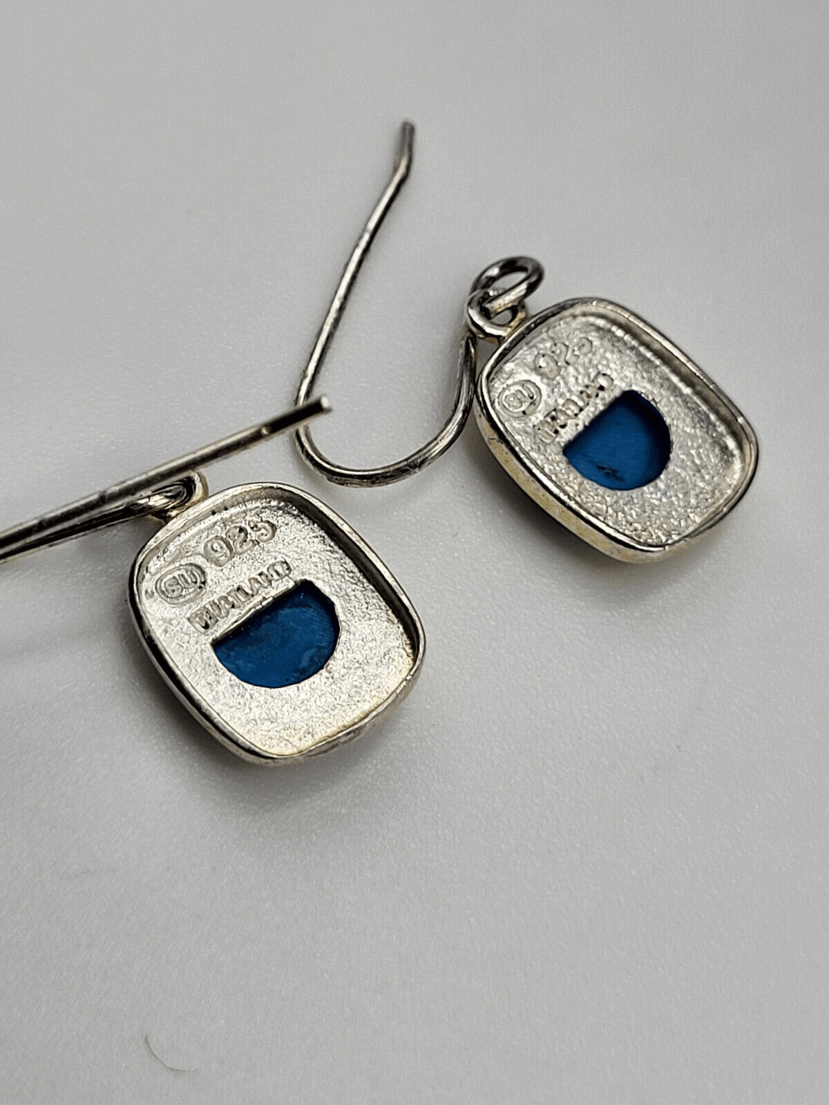 Sterling Silver Turquoise Howlite Drop Earrings 1in long 2.48g Signed SU