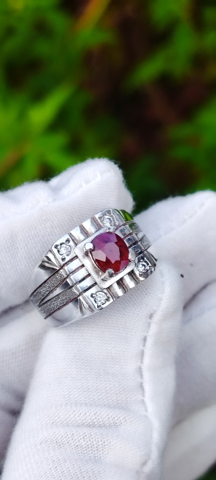 Natural Kenya Ruby 1.26 carat silver Handmade ring
