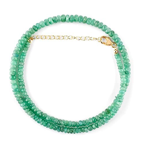AA+ Natural Zambian Emerald Gemstone Beads Necklace In925 Silver Woman Jewelry C