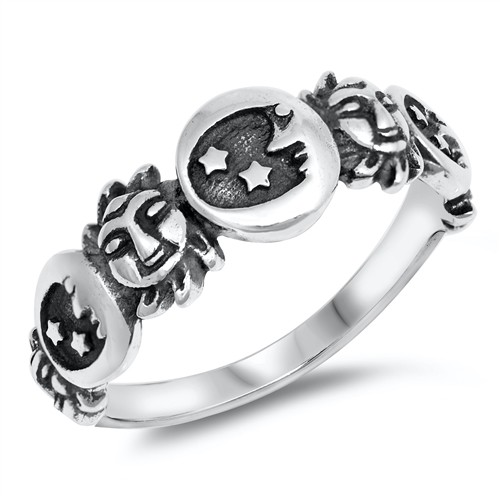 Best USA Seller Moon and Sun Ring Sterling Silver 925 Gift Jewelry Selectable