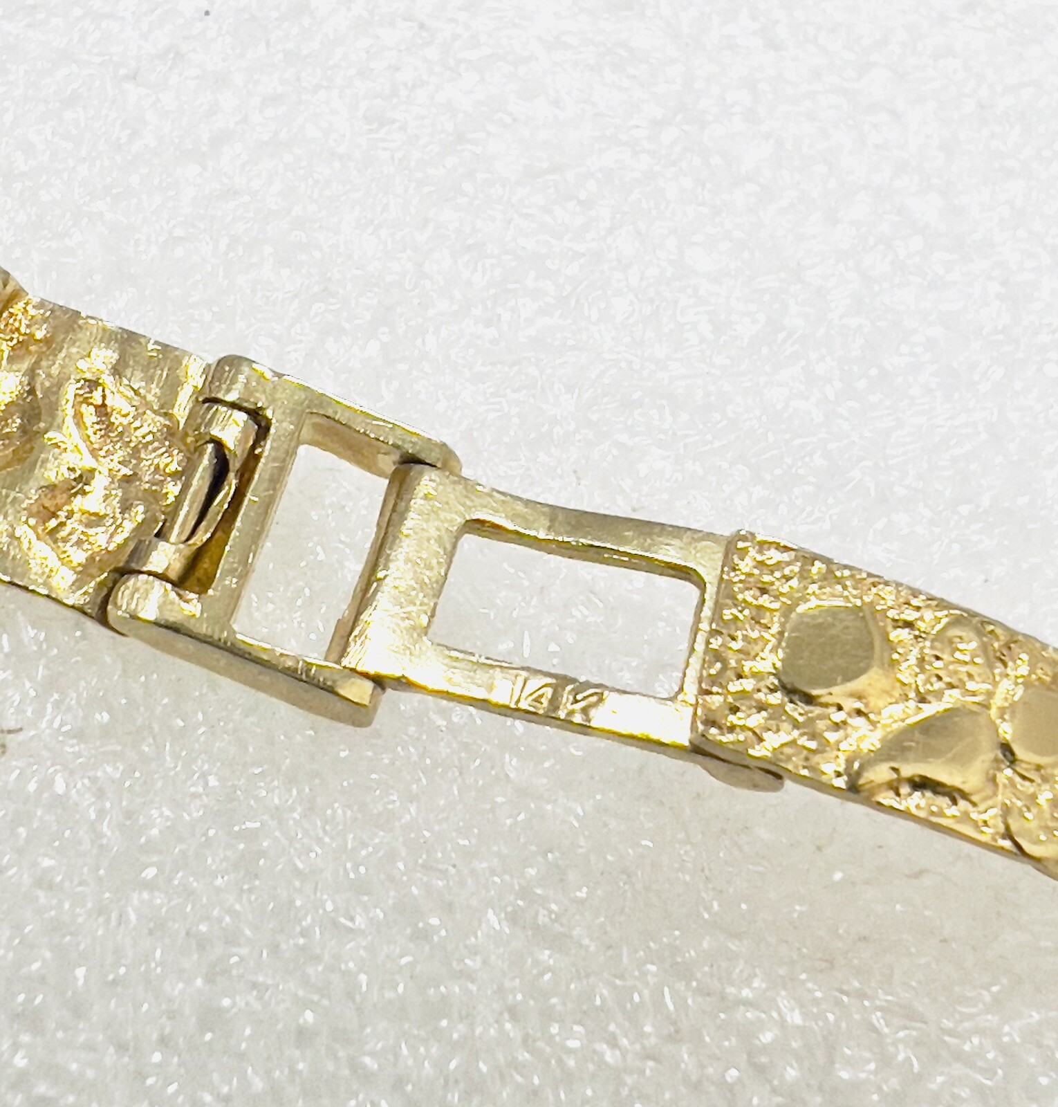 14K Solid Yellow Gold Nugget Link Bracelet ~ 9.25mm ~ 8.25-8.5 Inches ~20.20 Grm