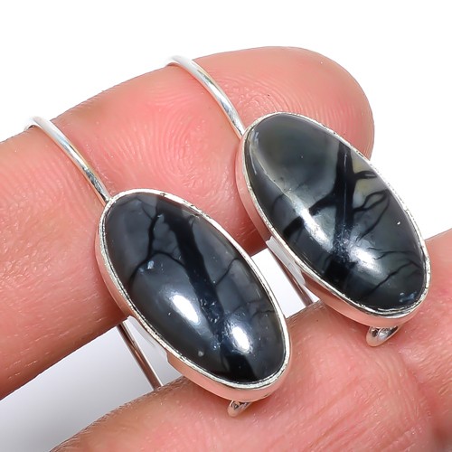 Natural Picasso Jasper Gemstone Silver Handmade Jewelry Earring 1.09″ A377